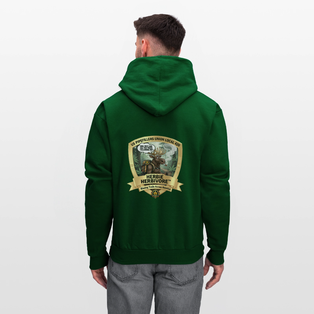 NEW ENGLAND PIPEFILLERS LOCAL 420 HERBIE HERBIVORE F/B EMBLEMS Men's Hoodie - forest green
