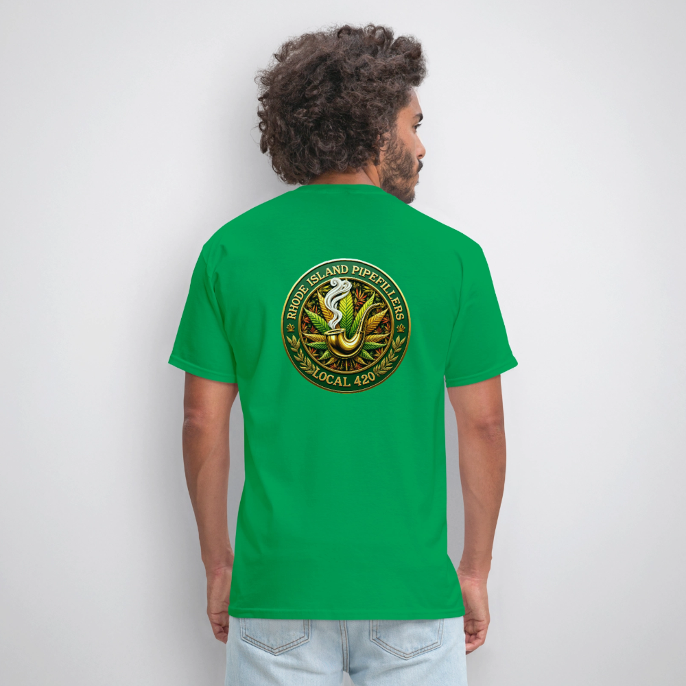 RHODE ISLAND PIPEFILLERS LOCAL 420 F/B DESIGNS Men's T-Shirt - bright green