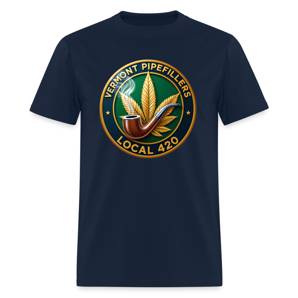 VERMONT PIPEFILLERS LOCAL 420 2 EMBLEM Men's T-Shirt - navy