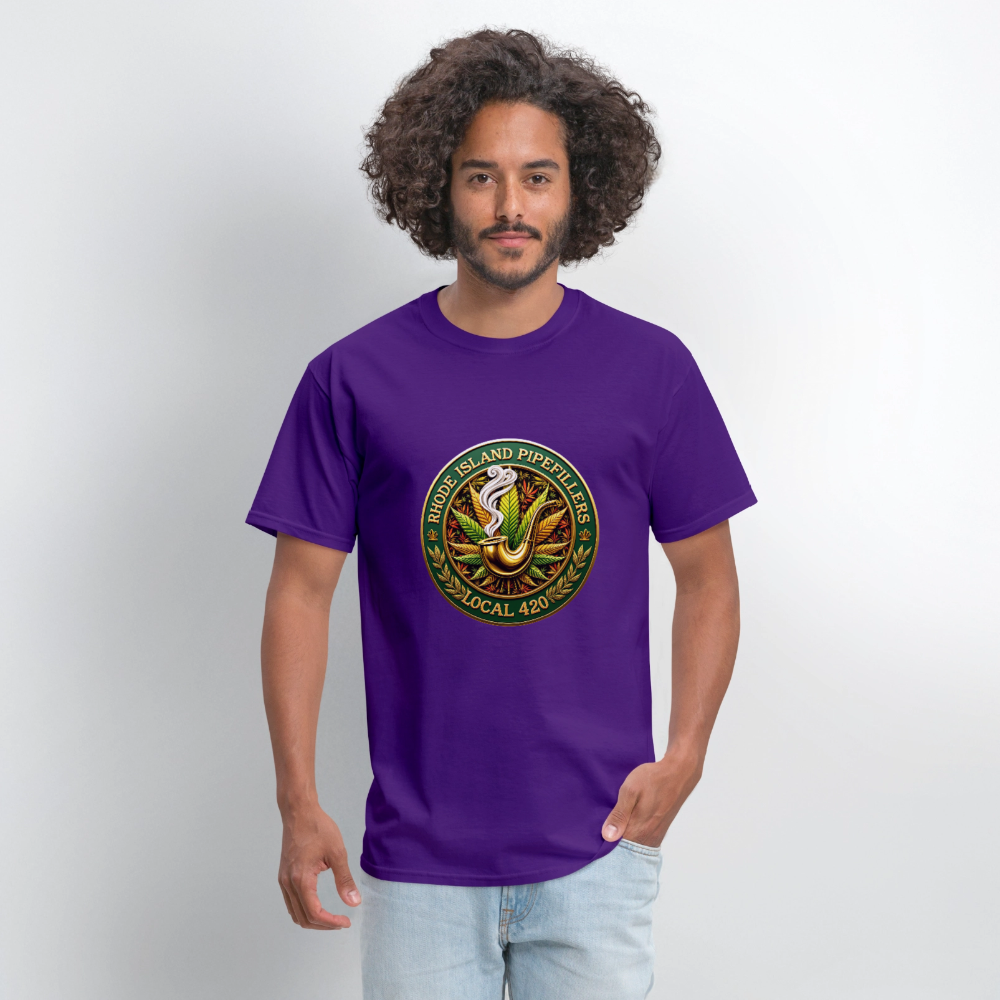 RHODE ISLAND PIPEFILLERS LOCAL 420 F/B DESIGNS Men's T-Shirt - purple