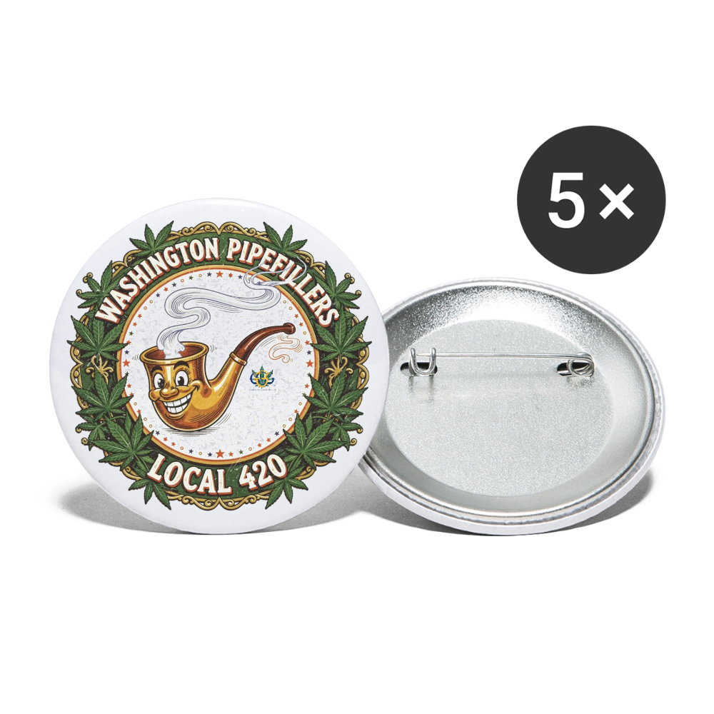 WASHINGTON PIPEFILLERS LOCAL 420 Union Buttons small 1'' (5-pack) - white
