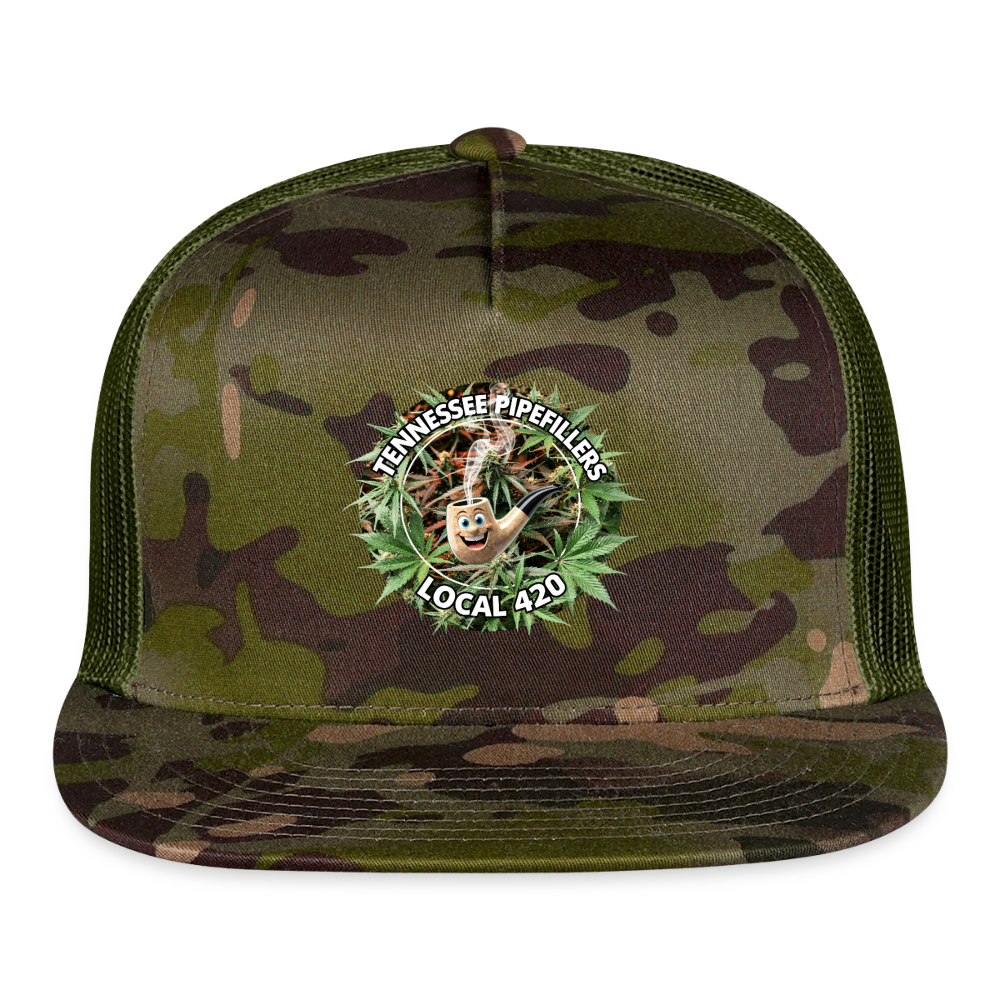 TENNESSEE PIPEFILLERS LOCAL 420 Trucker Hat CAMO Trucker Hat - MultiCam\green