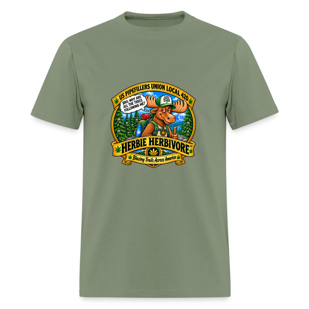 HERBIE HERBIVOR"BRO" US PIPEFILLERS LOCAL 420 Men's T-Shirt - military green