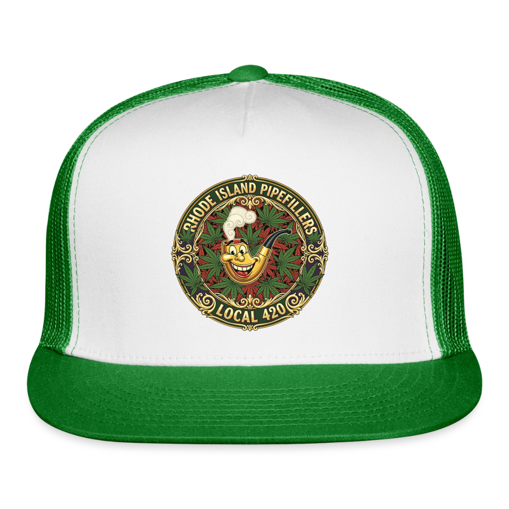TEXAS PIPEFILLERS LOCAL 420 Trucker Hat - white/kelly green