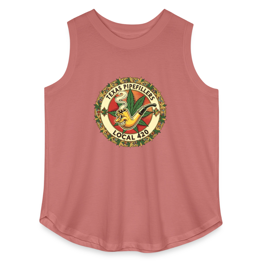 TEXAS PIPEFILLERS LOCAL 420 F/B DESIGN Women's Curvy Relaxed Tank Top - mauve