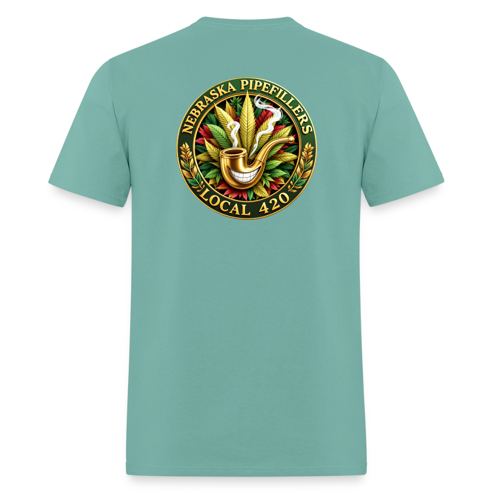 NEBRASKA PIPEFILLERS LOCAL 420 F/B DESIGNS Men's T-Shirt - aquatic
