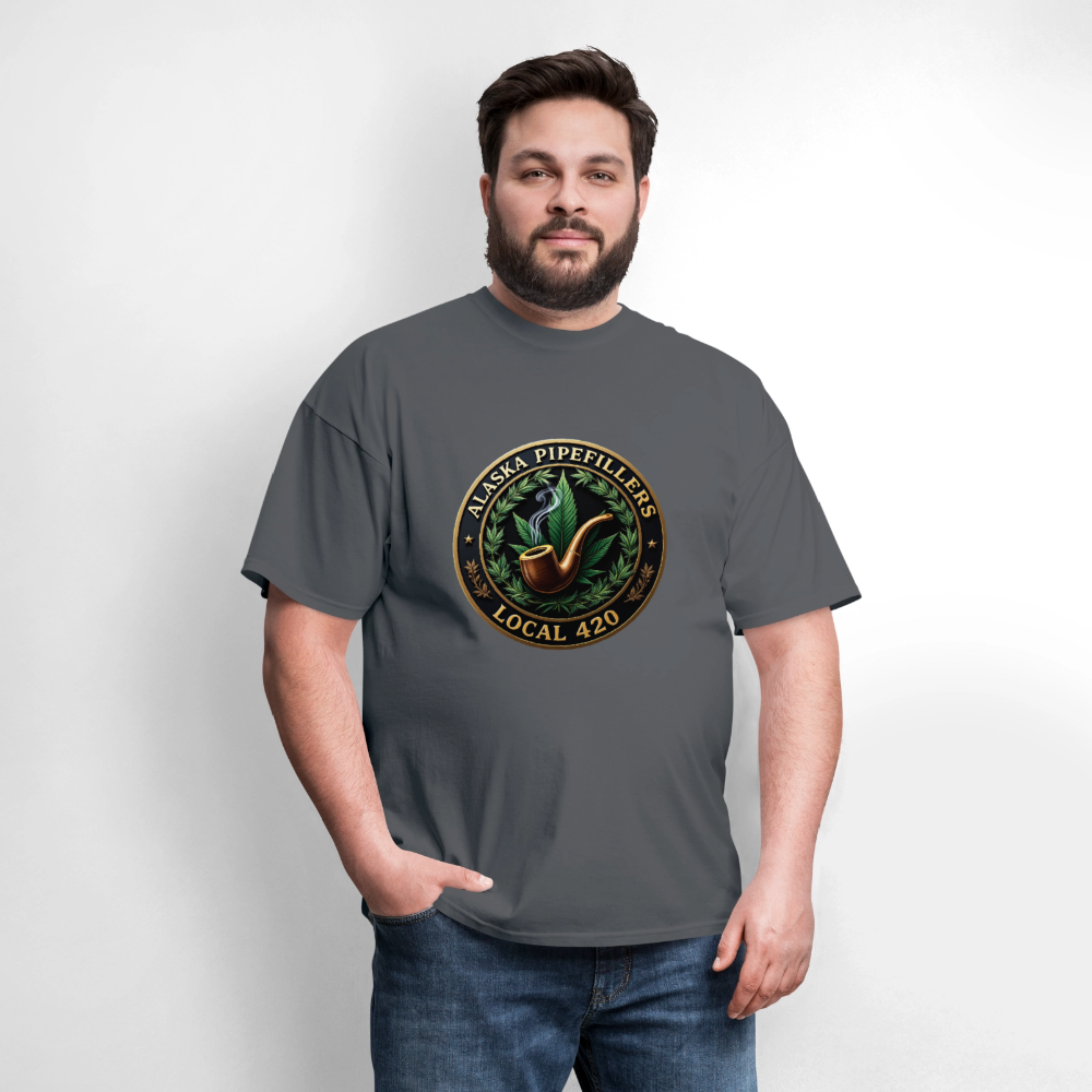 ALASKA PIPEFILLERS LOCAL 420 F/B DESIGN Men's T-Shirt - charcoal