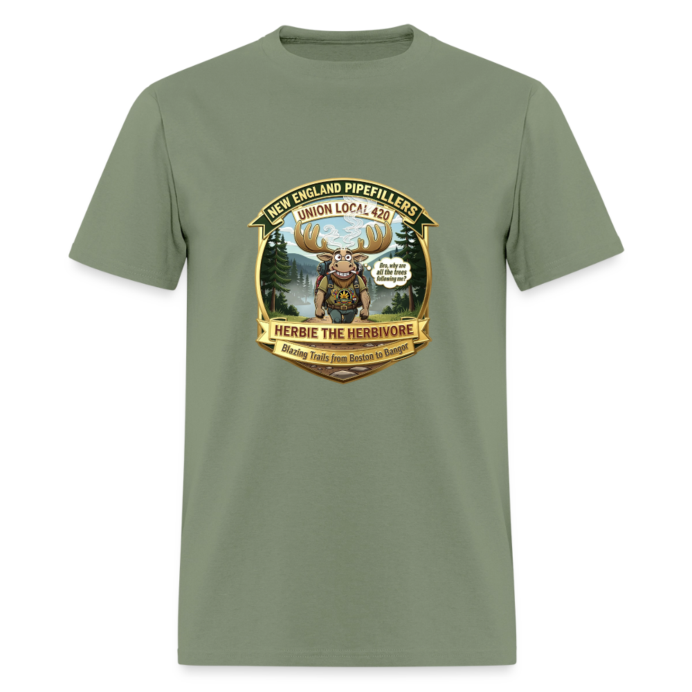 NEW ENGLAND PIPEFILLERS UNION LOCAL 420 "HERBIE THE HERBIVORE" Men's T-Shirt - military green