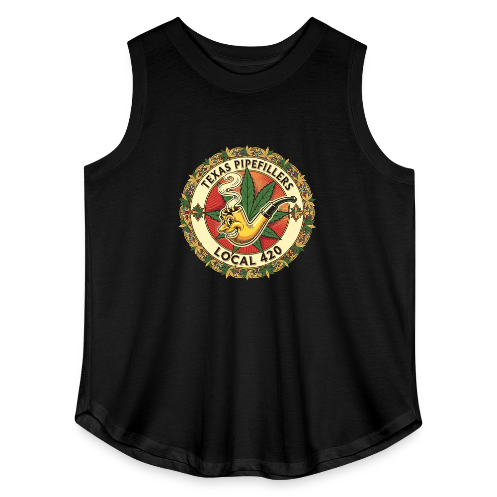 TEXAS PIPEFILLERS LOCAL 420 F/B DESIGN Women's Curvy Relaxed Tank Top - black