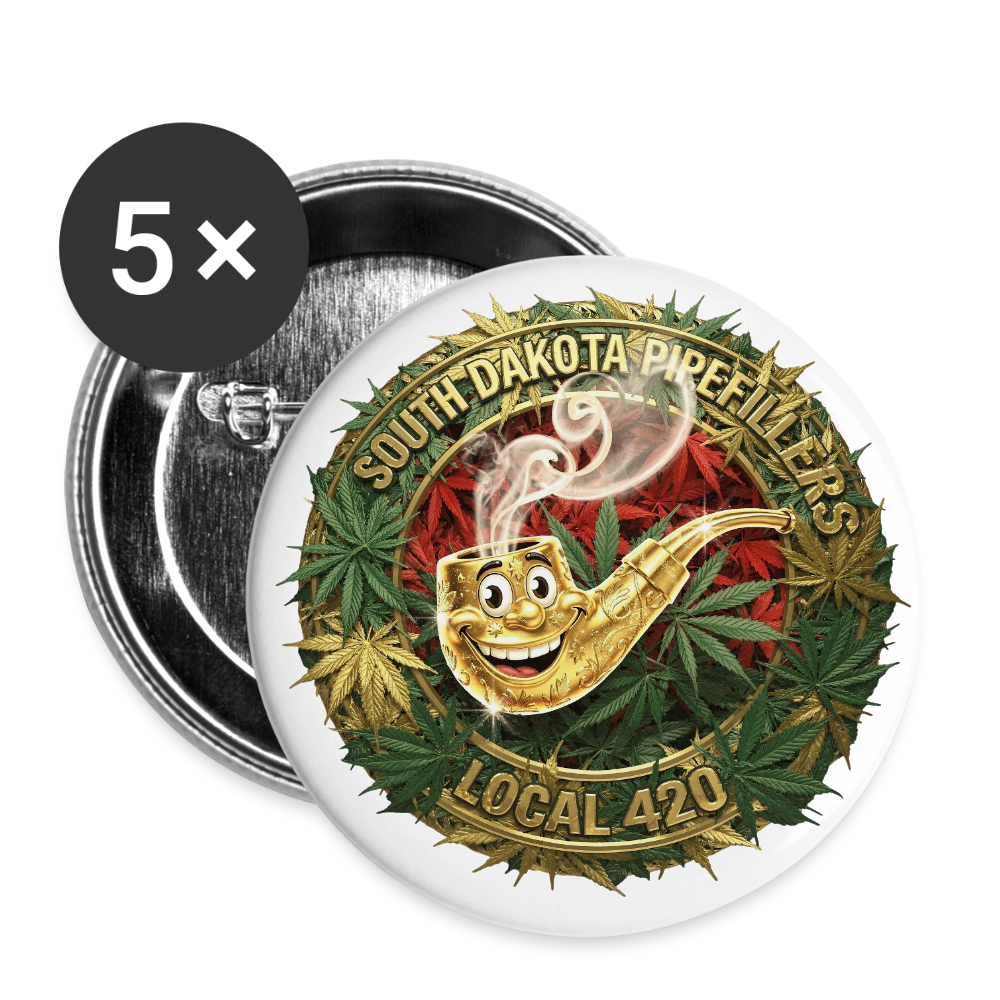 SOUTH DAKOTA PIPEFILLERS LOCAL 420 Union Buttons small 1'' (5-pack) - white