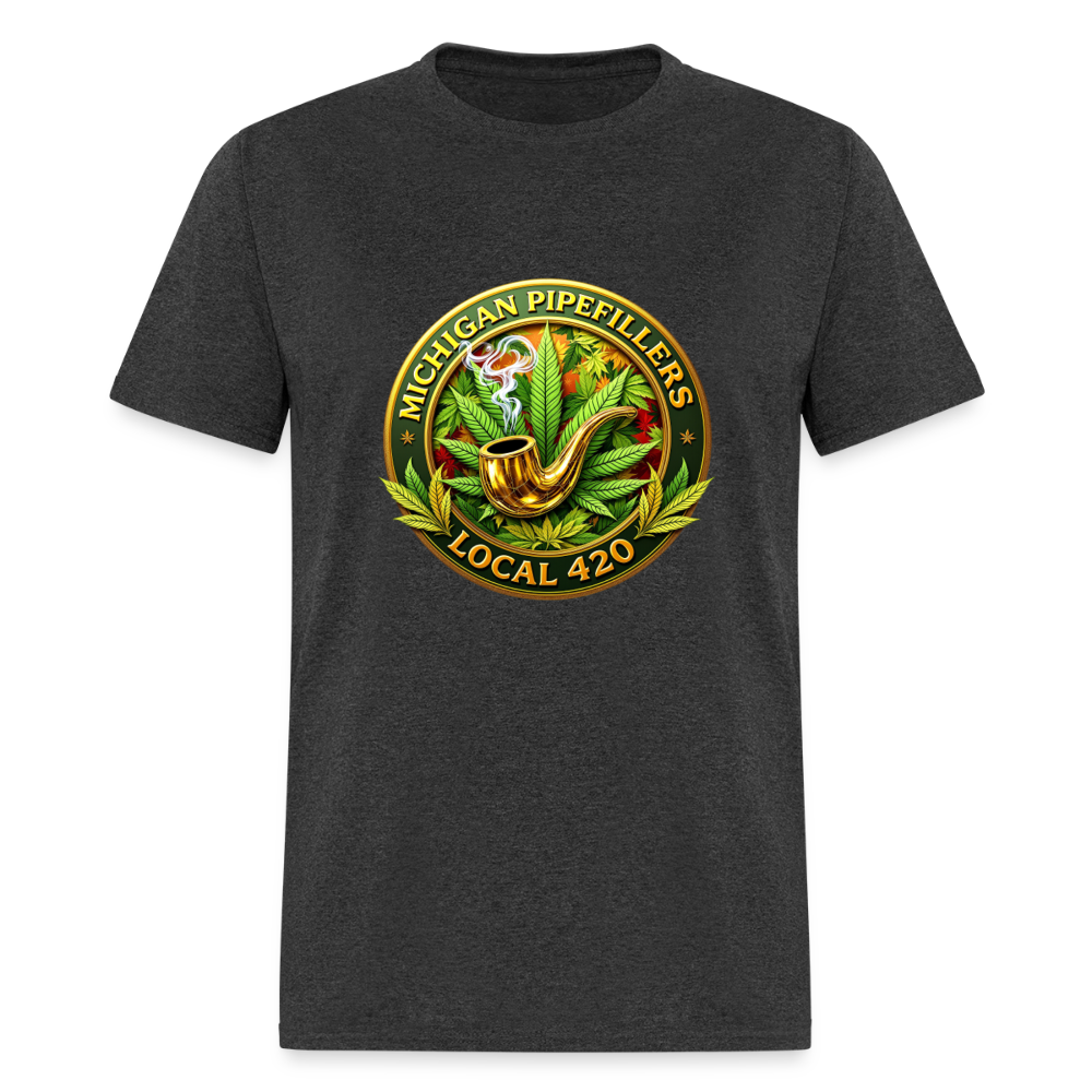 MICHIGAN PIPEFILLERS LOCAL 420 F/B DESIGN Men's T-Shirt - heather black