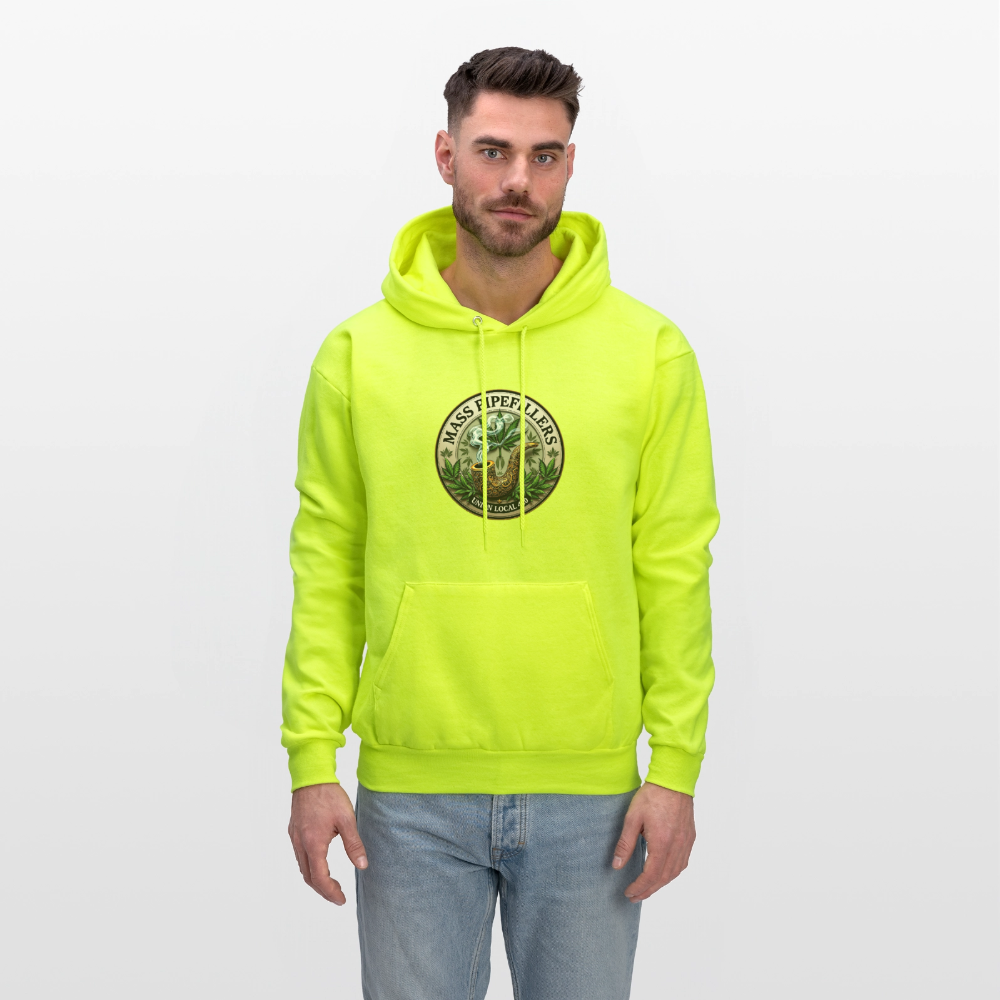 MASS PIPEFILLERS LOCAL 420 2 EMBLEM Men's Hoodie - safety green
