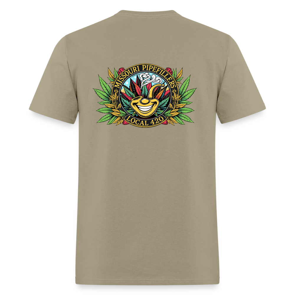 MISSOURI PIPEFILLERS LOCAL 420  F/B DESIGNS  Men's T-Shirt - khaki