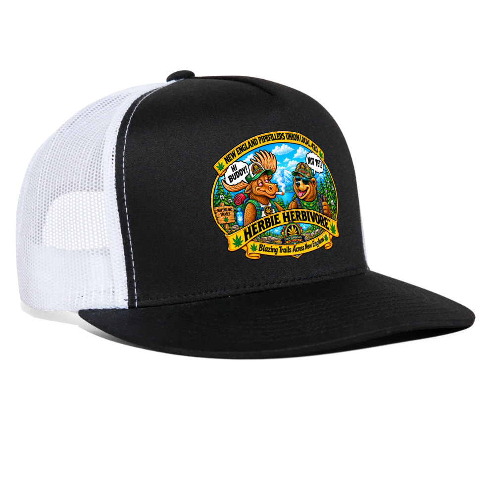 HERBIVE HERBIVORE HI BUDDY NEW ENGLAND PIPEFILLERS UNION LOCAL 420 Trucker Cap - black/white