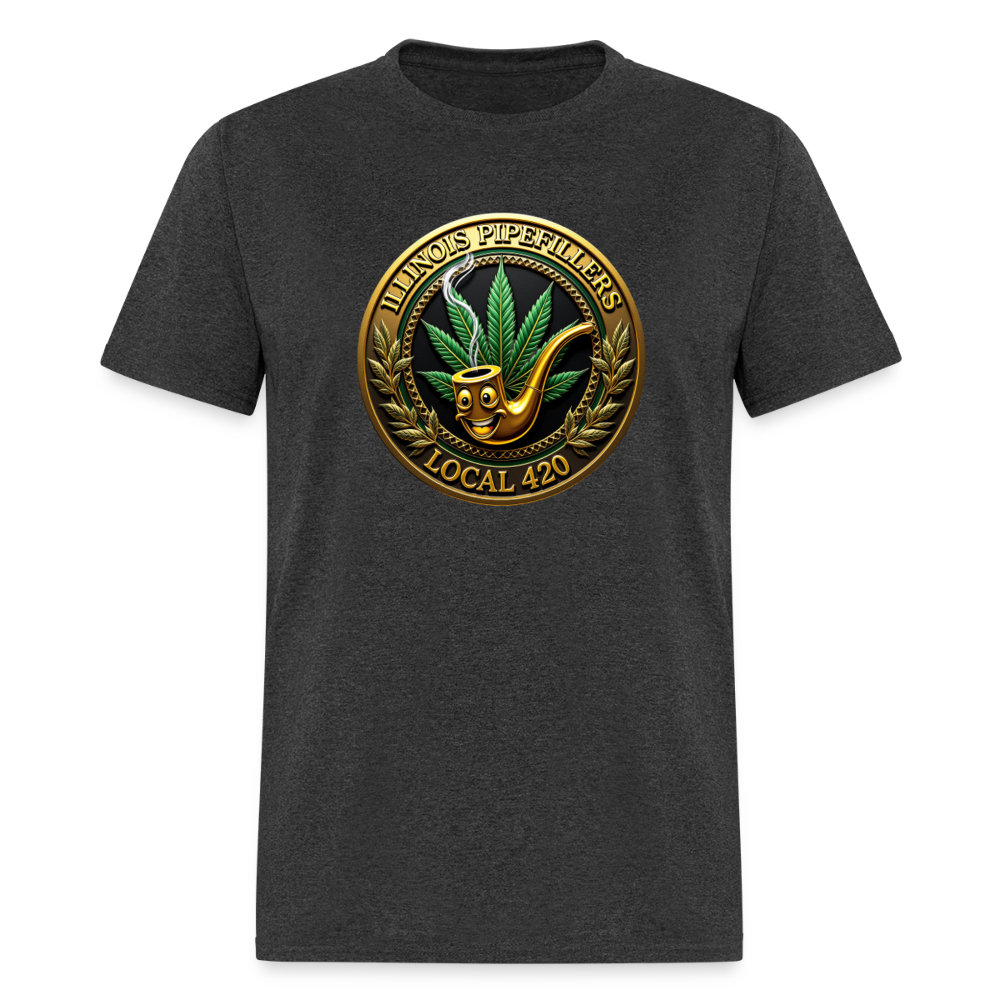 ILLINOIS PIPEFILLERS LOCAL 420 Men's T-Shirt | - heather black