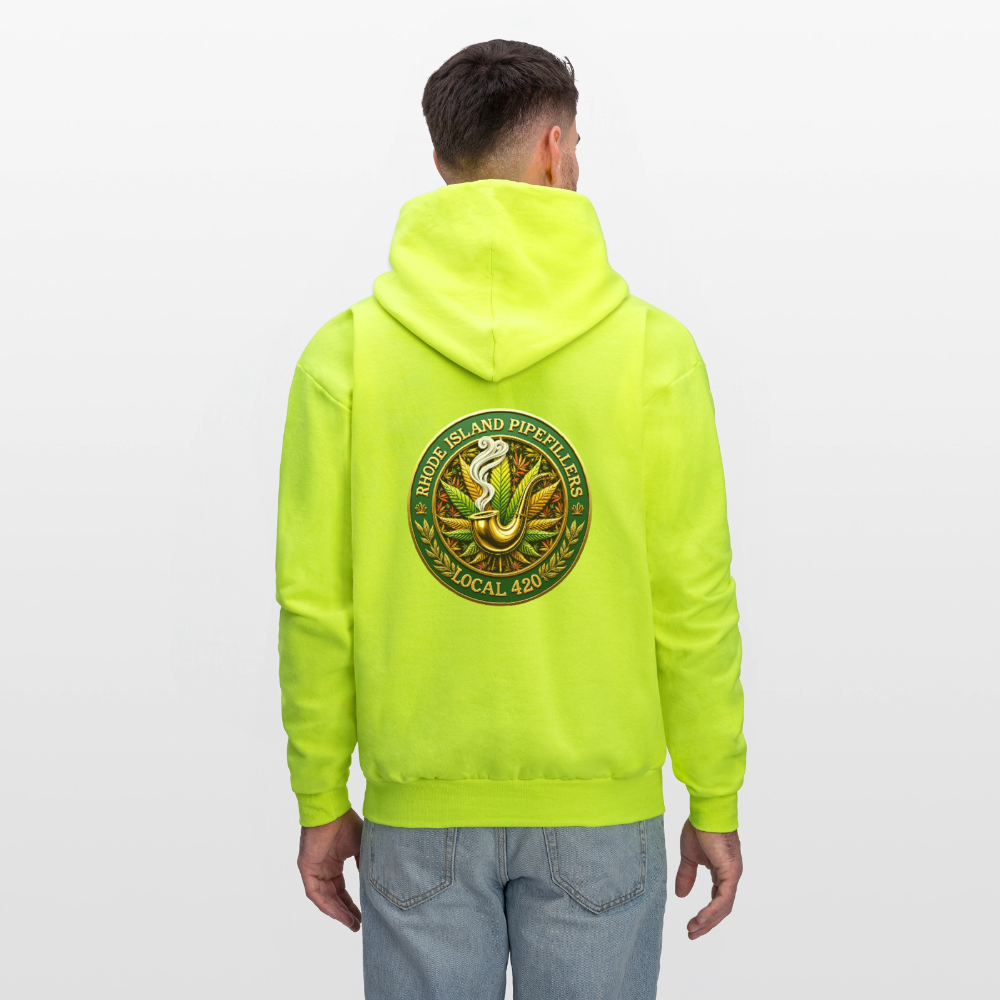 RHODE ISLAND PIPEFILLERS LOCAL 420 F/B DESIGNS Men's Hoodie - safety green