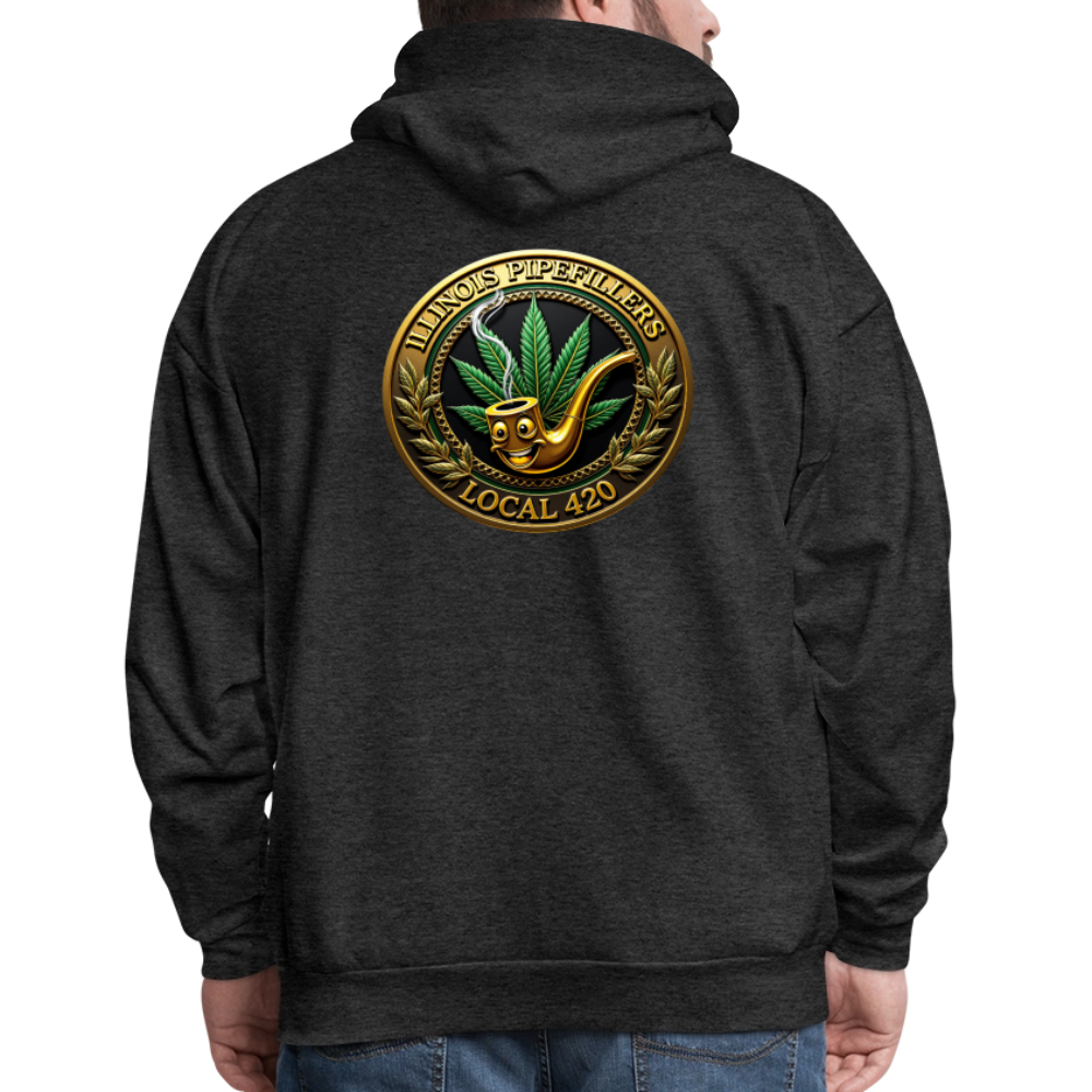 ILLINOIS PIPEFILLERS LOCAL 420 F/B EMBLEMS Men's Hoodie - charcoal grey