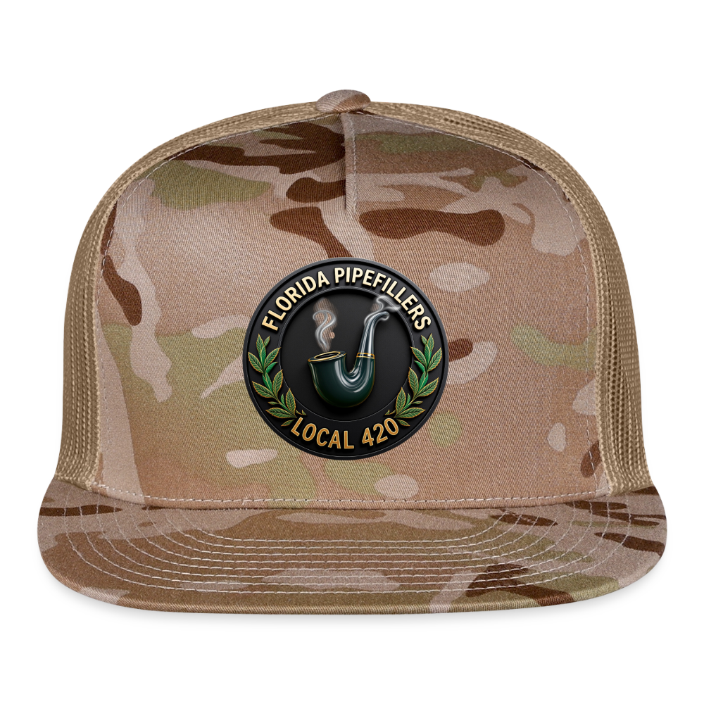 FLORIDA PIPEFILLERS LOCAL 420 CAMO Trucker Hat - MultiCam\tan