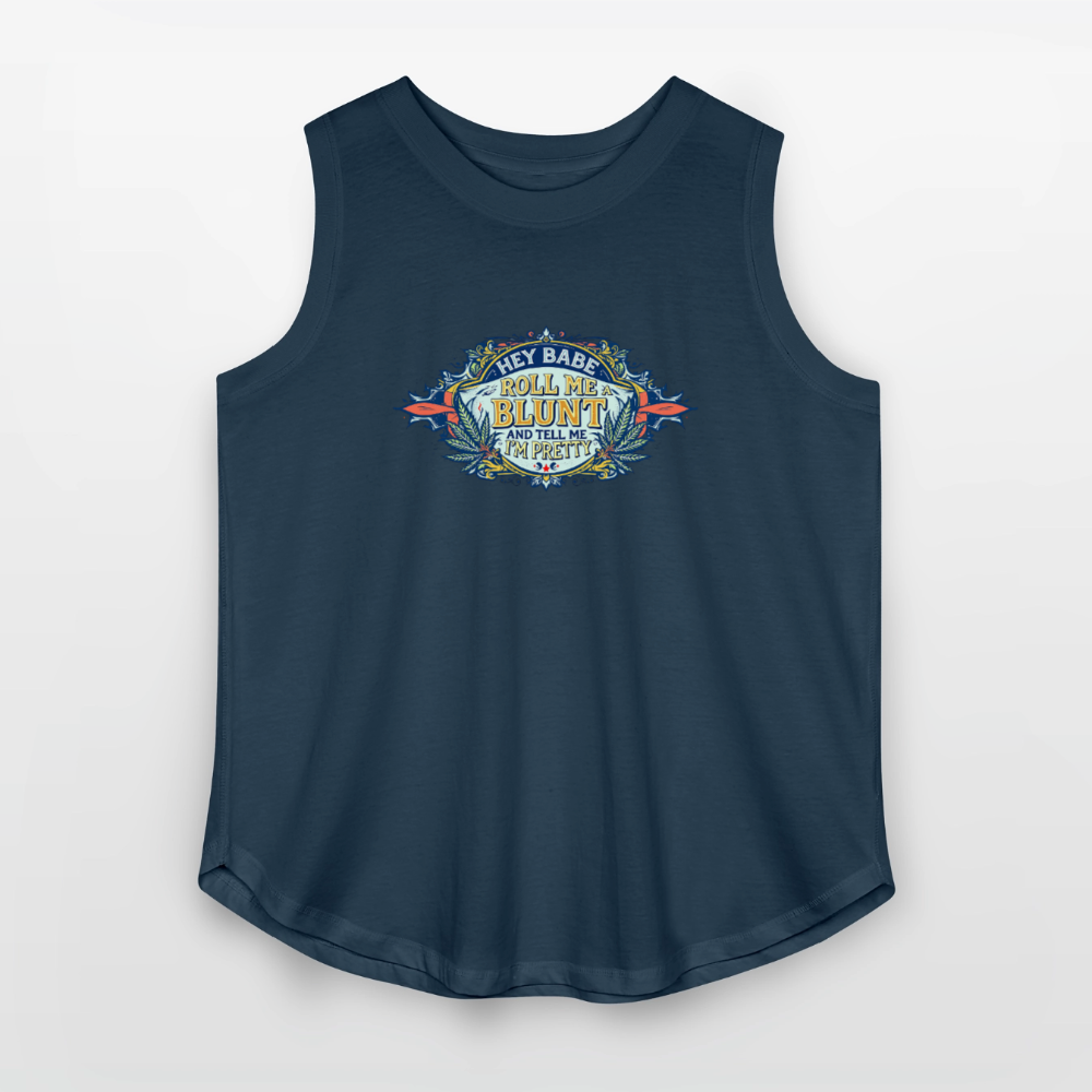 HEY BABE ROLL ME A BLUNT Women's Curvy Relaxed Tank Top - denim