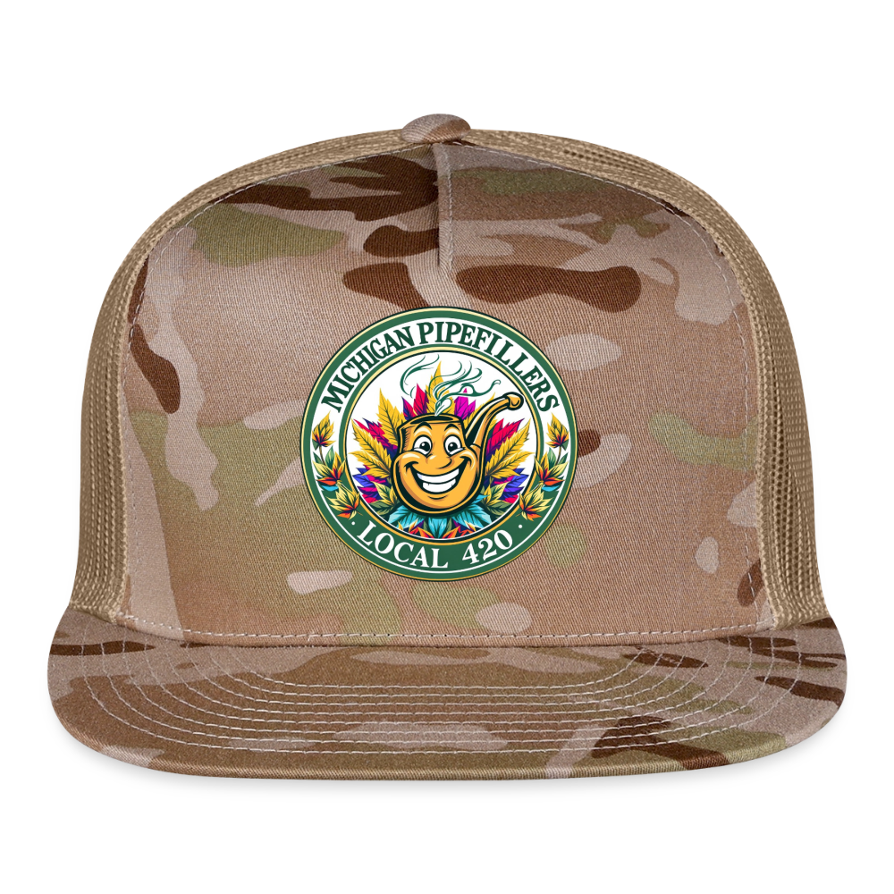 MICHIGAN PIPEFILLERS LOCAL 420 CAMO Trucker Hat - MultiCam\tan