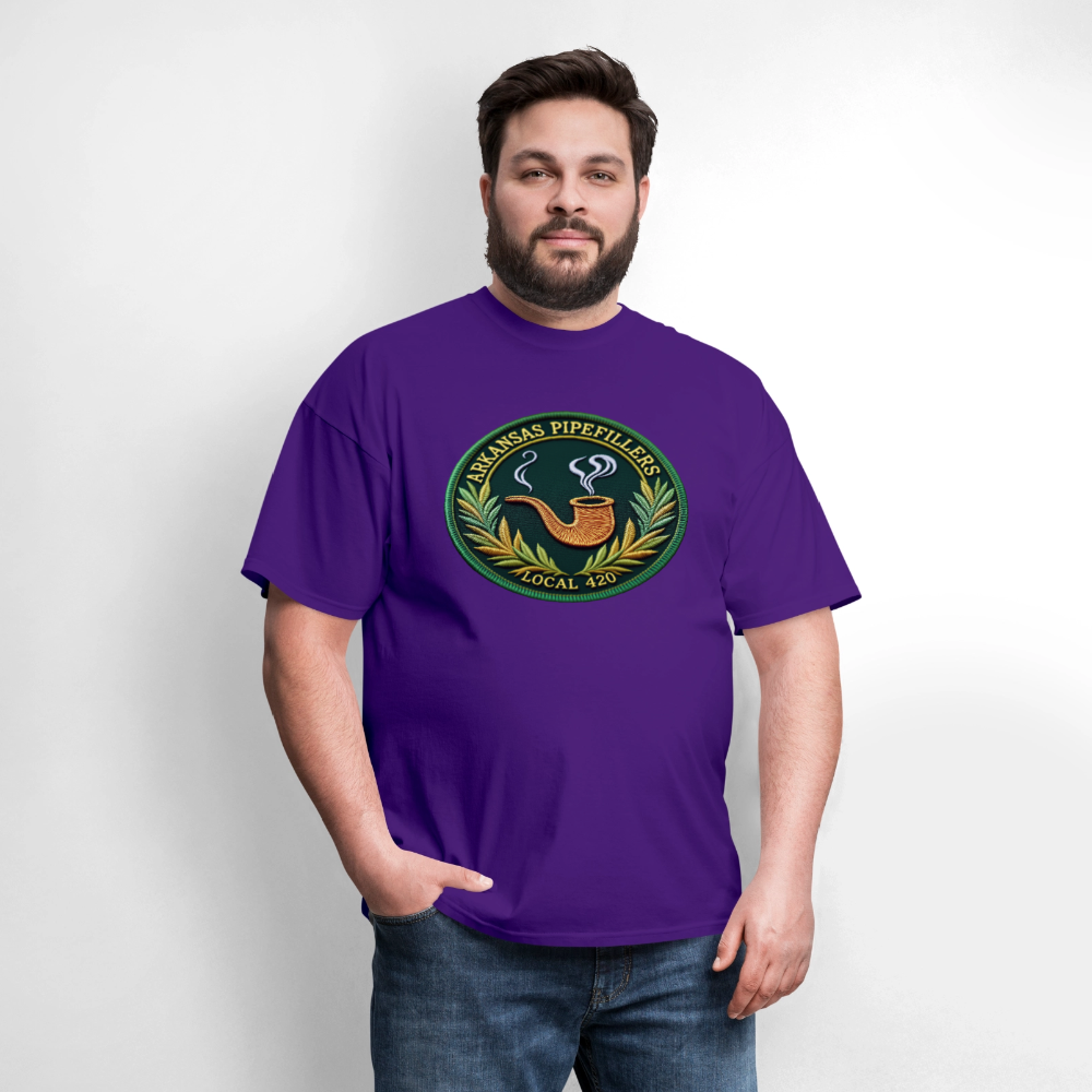 ARKANSAS PIPEFILLERS LOCAL 420 F/B EMBLEMS  Men's T-Shirt - purple