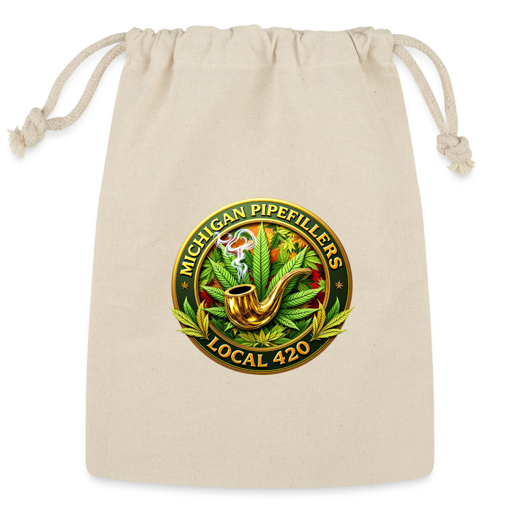 MICHIGAN PIPEFILLERS LOCAL 420 Reusable Gift Bag - Natural
