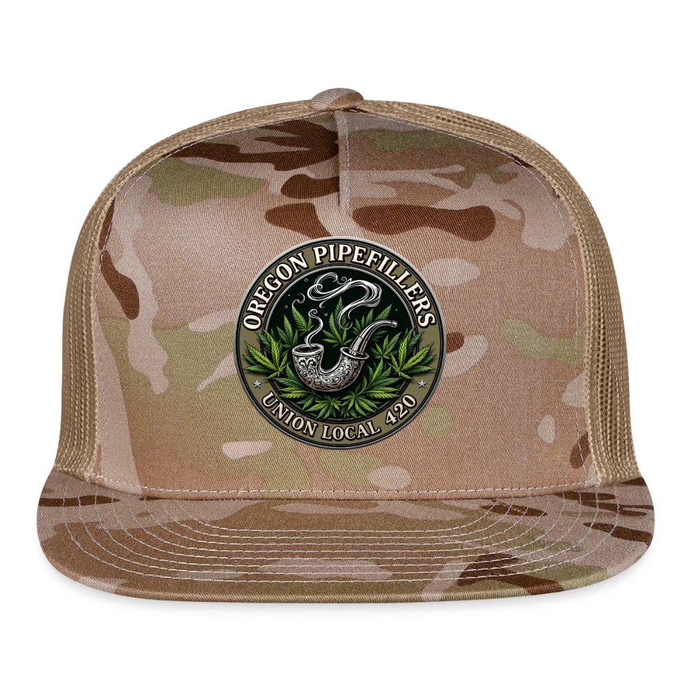 OREGON PIPEFILLERS LOCAL 420 CAMO Trucker Hat - MultiCam\tan