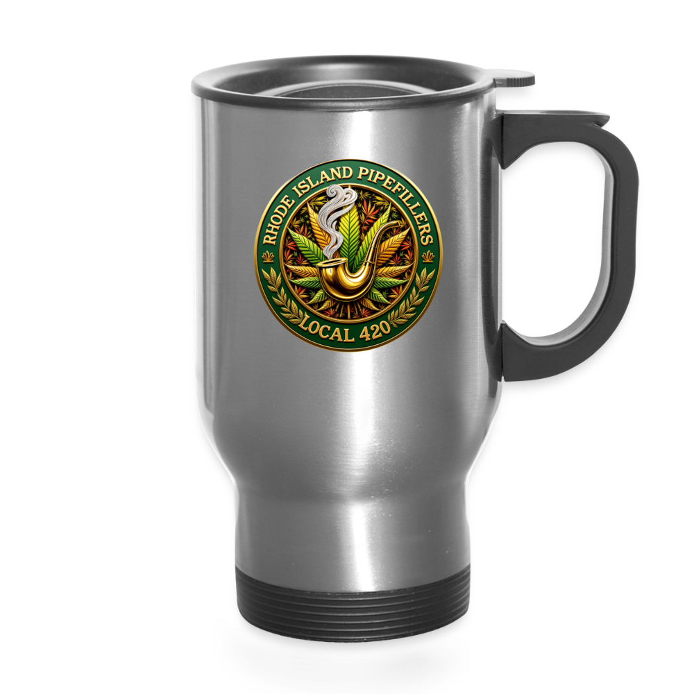 RHODE ISLAND PIPEFILLERS LOCAL 420 14oz Stainless Steel Travel Mug - silver
