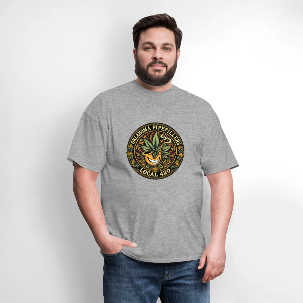 OKLAOMA PIPEFILLERS LOCAL 420  Men's T-Shirt - heather gray