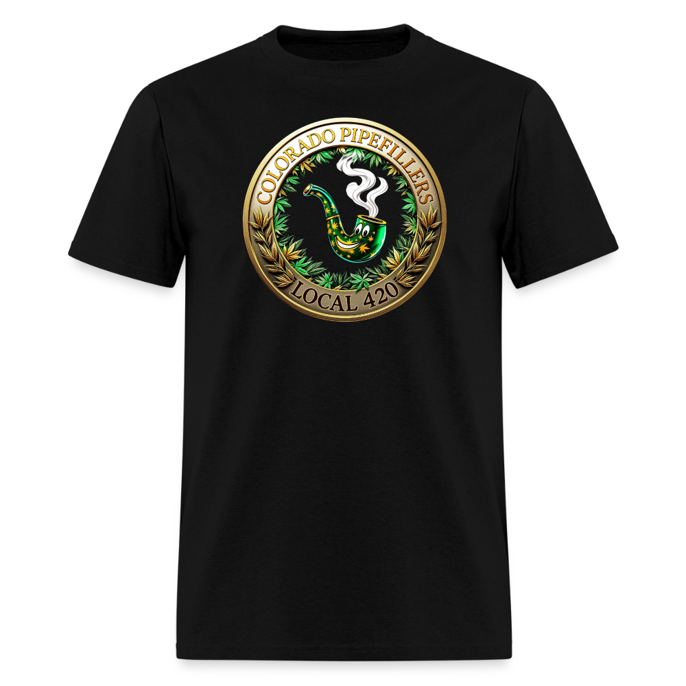 COLORADO PIPEFILLERS LOCAL 420 F/B EMBLEMS Men's T-Shirt - black