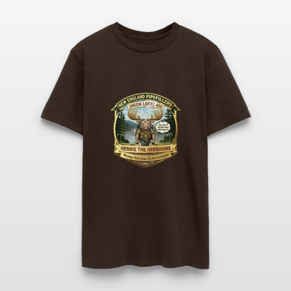 NEW ENGLAND PIPEFILLERS UNION LOCAL 420 "HERBIE THE HERBIVORE" Men's T-Shirt - brown