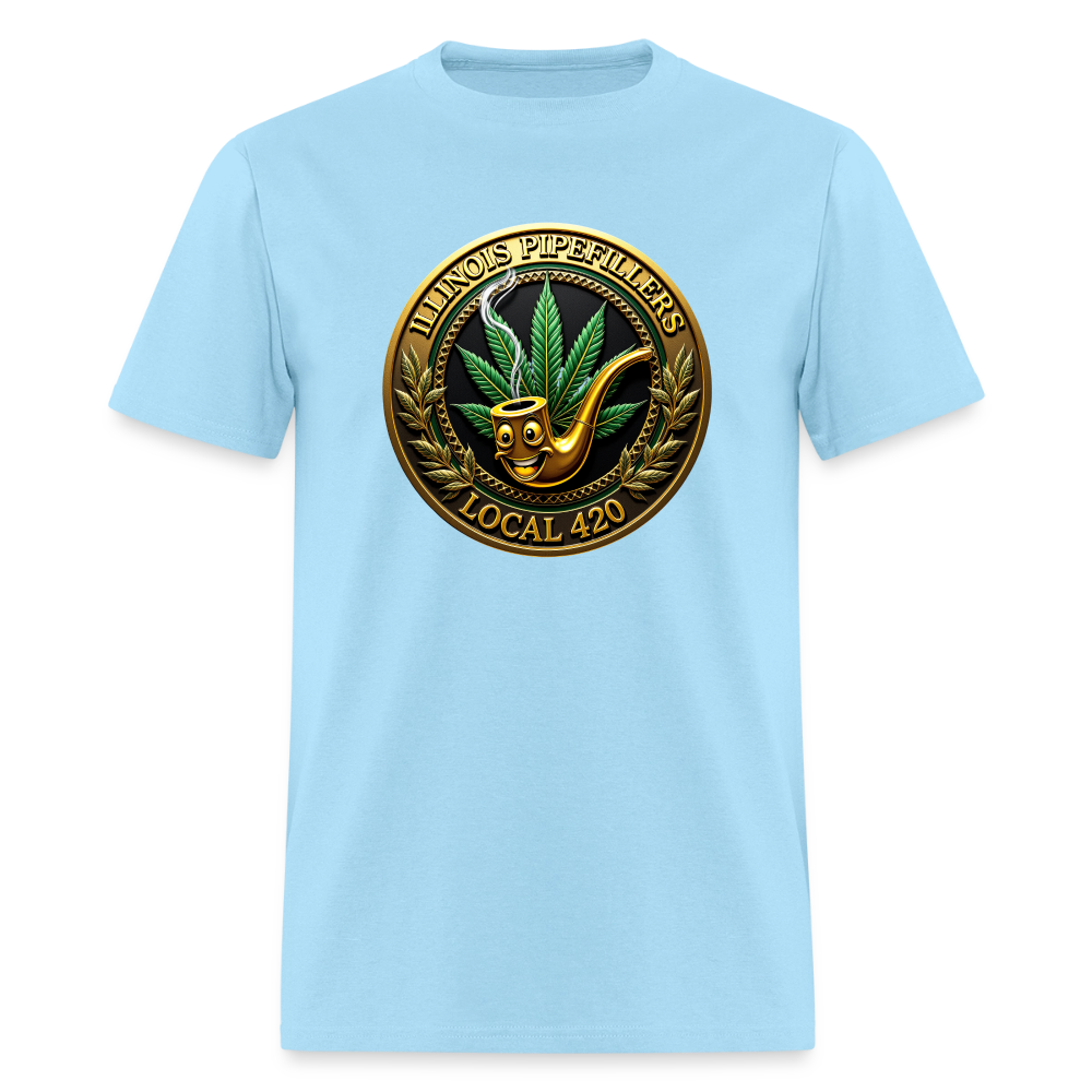 ILLINOIS PIPEFILLERS LOCAL 420 F/B EMBLEMS Men's T-Shirt - powder blue
