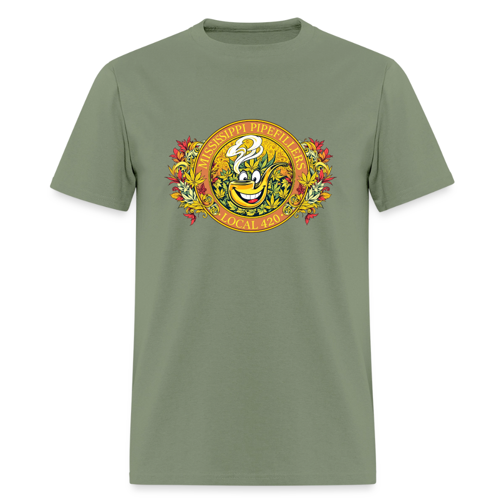 MISSISSIPPI PIPEFILLERS LOCAL 420 F/B DESIGNS Men's T-Shirt - military green