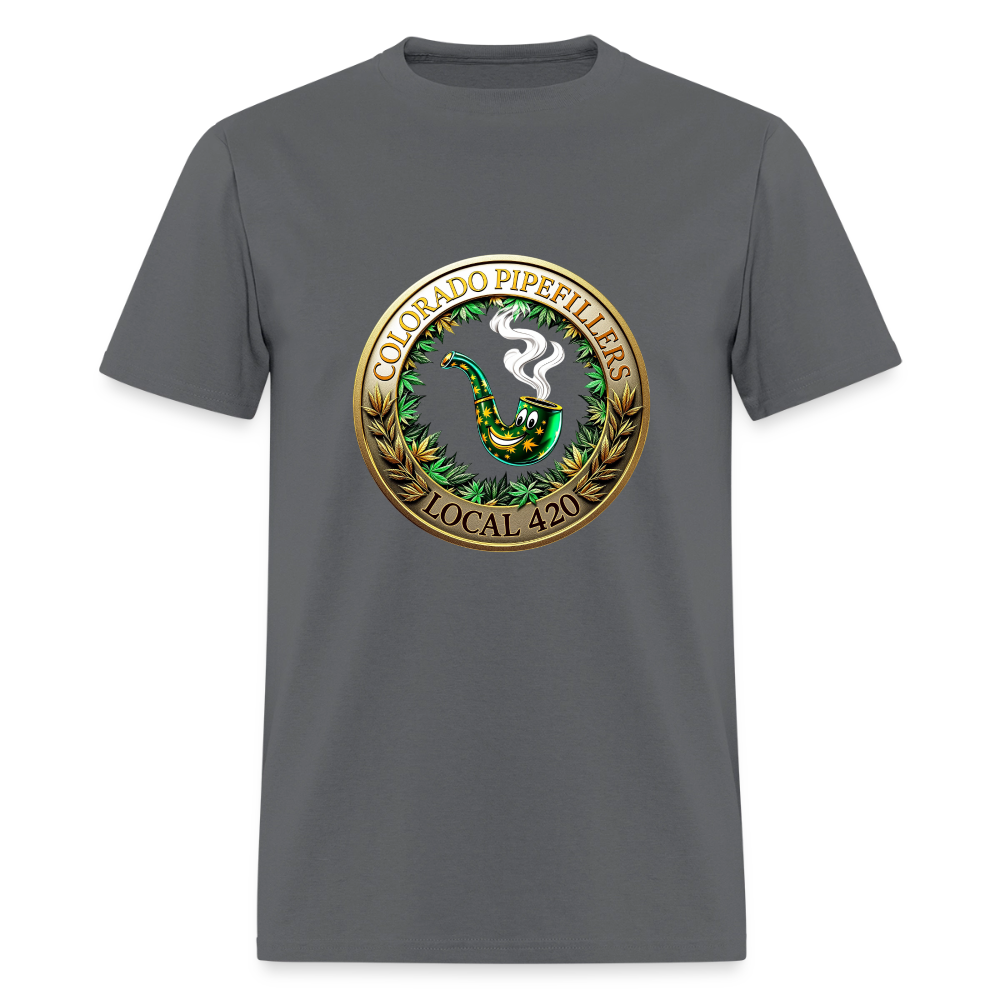 COLORADO PIPEFILLERS LOCAL 420 F/B EMBLEMS Men's T-Shirt - charcoal