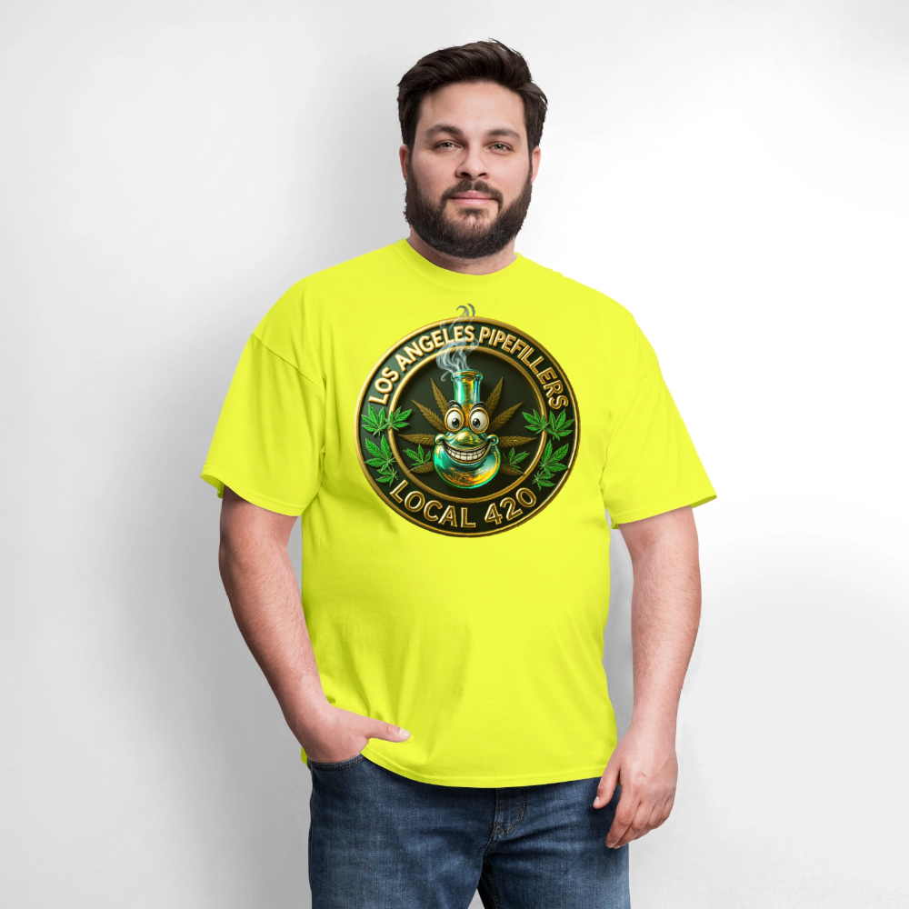 LOS ANGLES PIPEFILLERS LOCAL 420 Men's T-Shirt - safety green