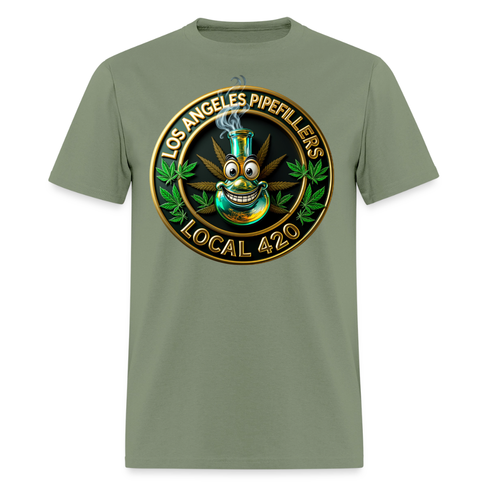 LOS ANGLES PIPEFILLERS LOCAL 420 Men's T-Shirt - military green