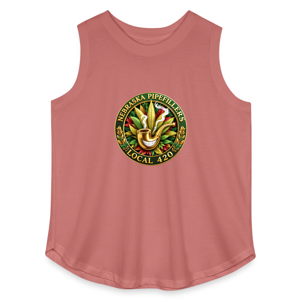 NEBRASKA PIPEFILLERS LOCAL 420 Women's Curvy Relaxed Tank Top - mauve