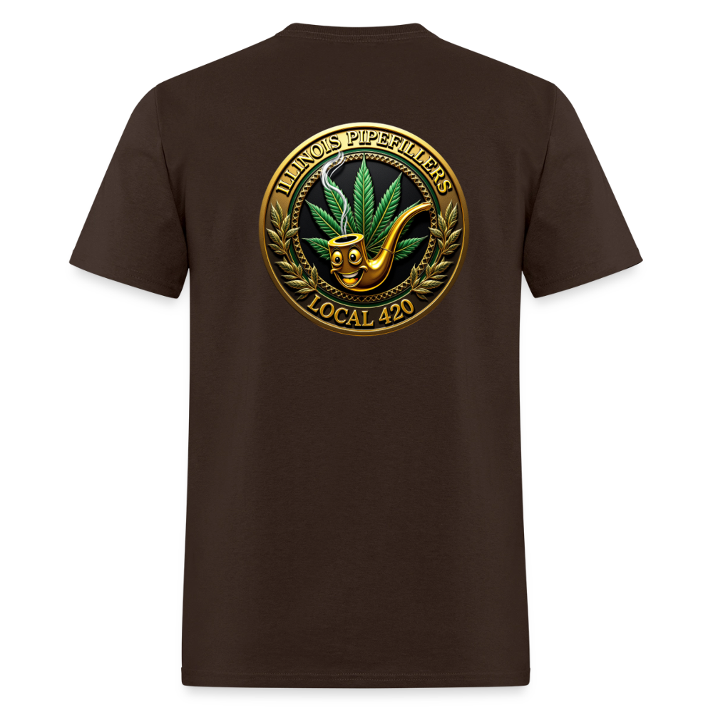 ILLINOIS PIPEFILLERS LOCAL 420 F/B EMBLEMS Men's T-Shirt - brown