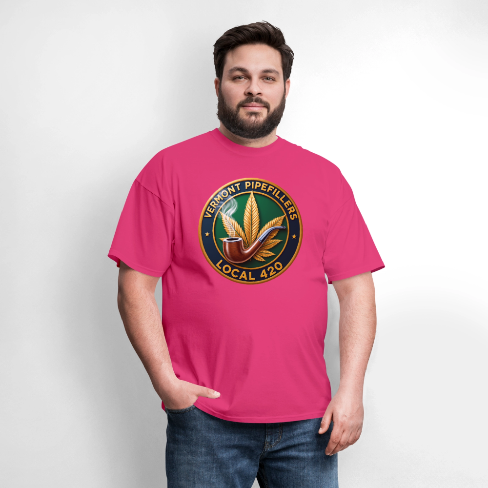 VERMONT PIPEFILLERS LOCAL 420 2 EMBLEM Men's T-Shirt - fuchsia