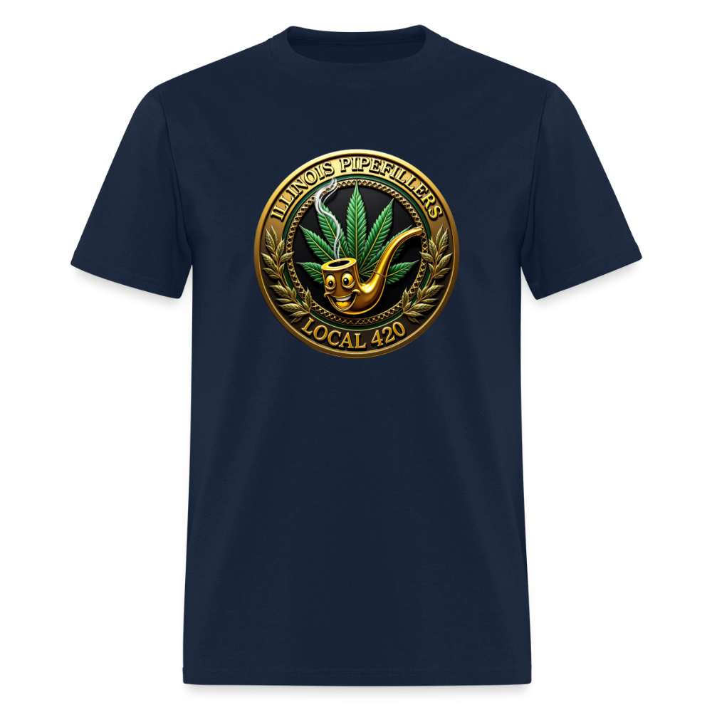 ILLINOIS PIPEFILLERS LOCAL 420 F/B EMBLEMS Men's T-Shirt - navy