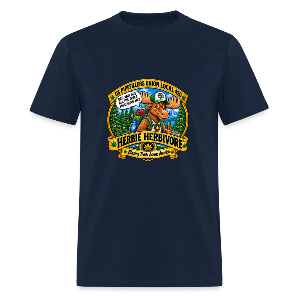 HERBIE HERBIVOR"BRO" US PIPEFILLERS LOCAL 420 Men's T-Shirt - navy