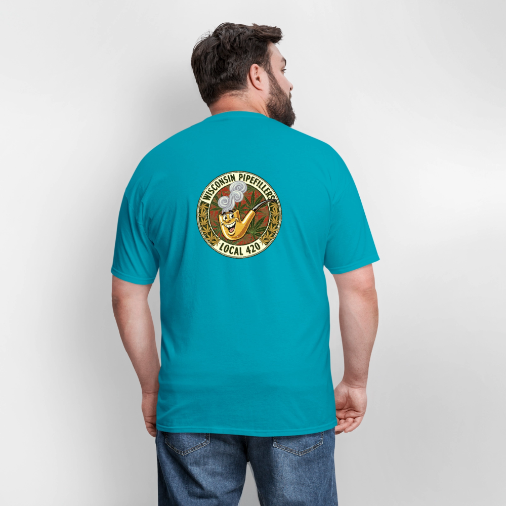 WISCONSIN PIPEFILLERS LOCL 420 F/B DESIGN Men's T-Shirt - turquoise