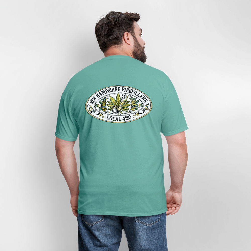 NEW HAMPSHIRE PIPEFILLERS LOCAL 420 2 EMBLEM Men's T-Shirt - aquatic