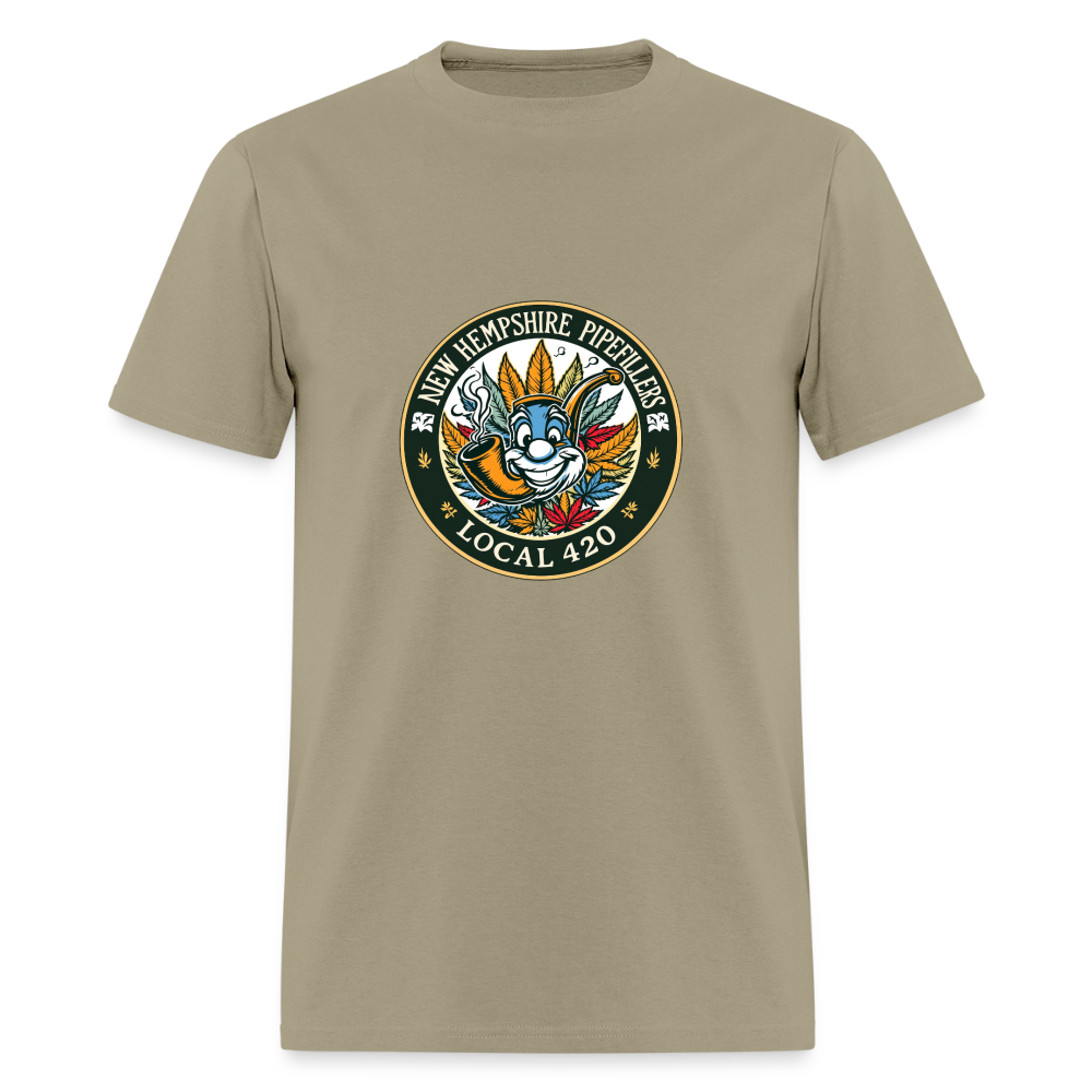 NEW HEMPSHIRE PIPEFILLERS LOCAL 420 2 EMBLEM Men's T-Shirt - khaki
