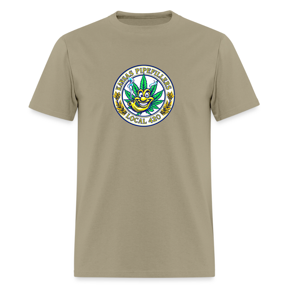 KANSAS PIPEFILLERS LOCAL 420 F/B DESIGNS Men's T-Shirt - khaki