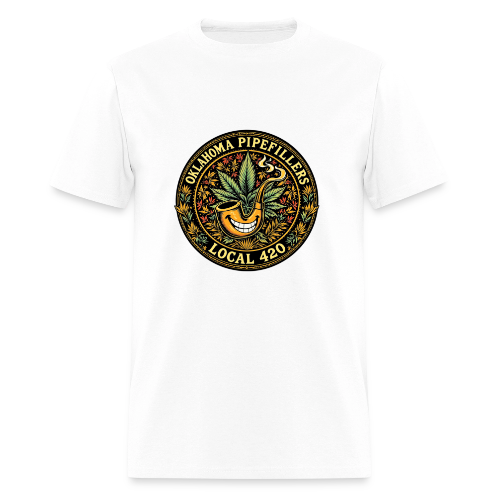 OKLAOMA PIPEFILLERS LOCAL 420  Men's T-Shirt - white