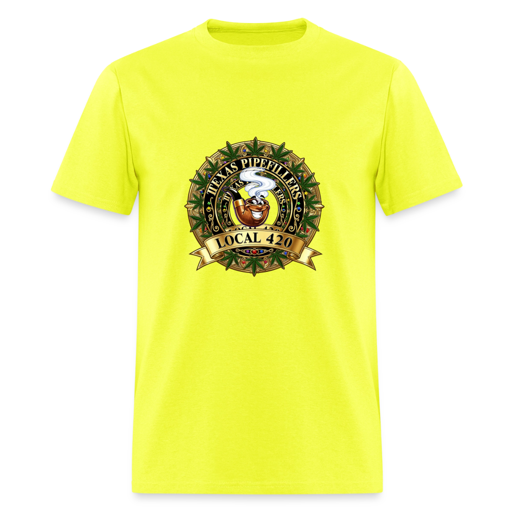 TEXAS PIPEFILLERS LOCAL 420 Men's T-Shirt - safety green
