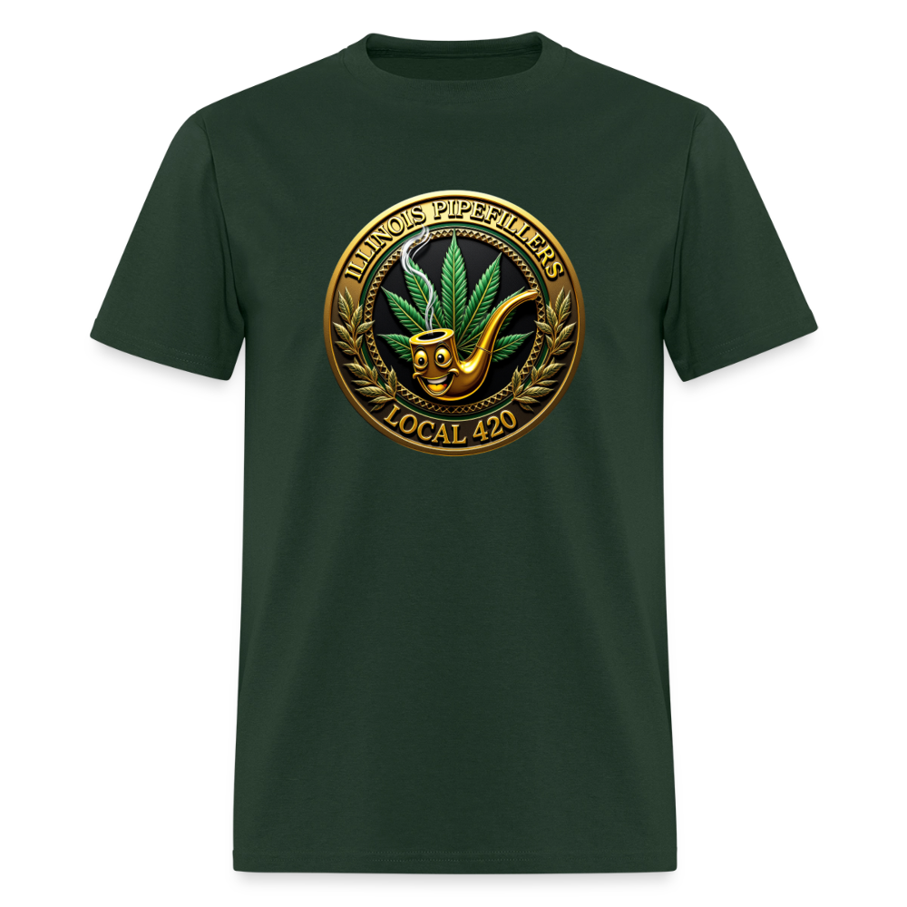 ILLINOIS PIPEFILLERS LOCAL 420 F/B EMBLEMS Men's T-Shirt - forest green