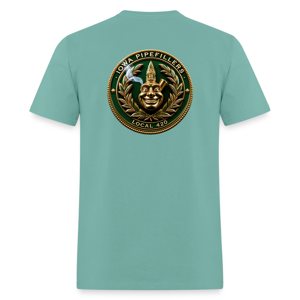 IOWA PIPEFILLERS LOCAL 420 F/B DESIGN Men's T-Shirt - aquatic