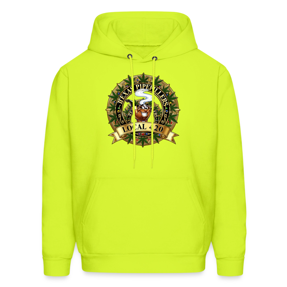 TEXAS PIPEFILLERS LOCAL 420 F/B DESIGN Men's Hoodie - safety green